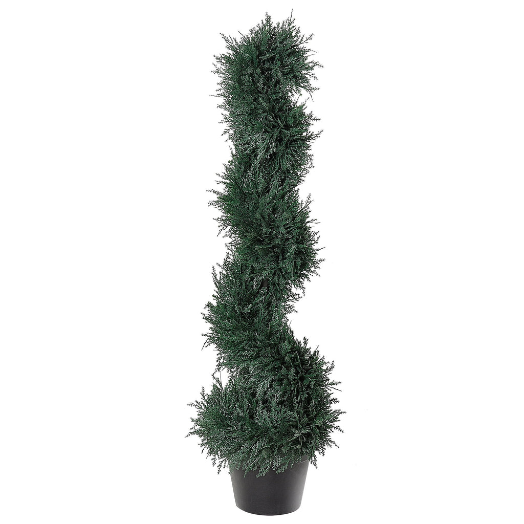 Outsunny 3FT Topiary Artificial Faux Cedar Tree Spiral Fake Plant, Pre-potted & Features High-Quality Detailed Look for Indoor or Outdoor