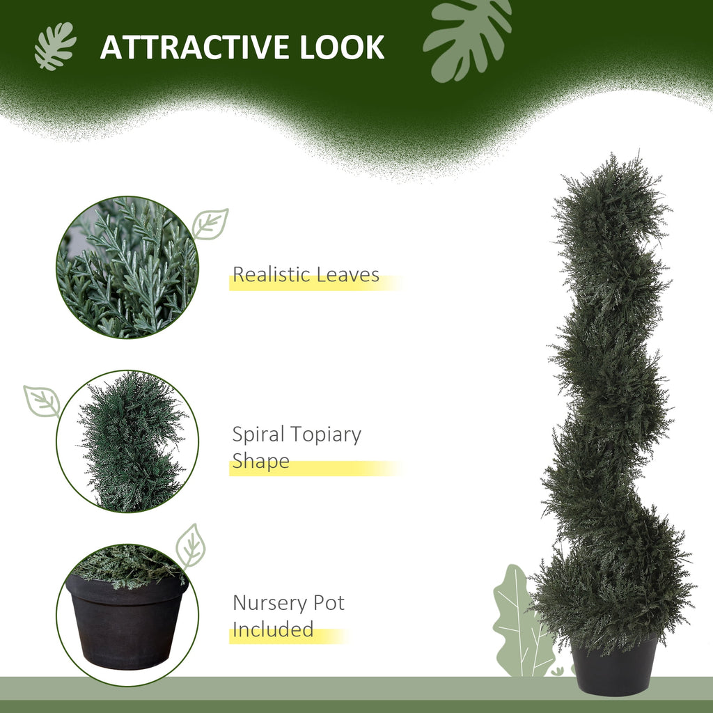Outsunny 3FT Topiary Artificial Faux Cedar Tree Spiral Fake Plant, Pre-potted & Features High-Quality Detailed Look for Indoor or Outdoor