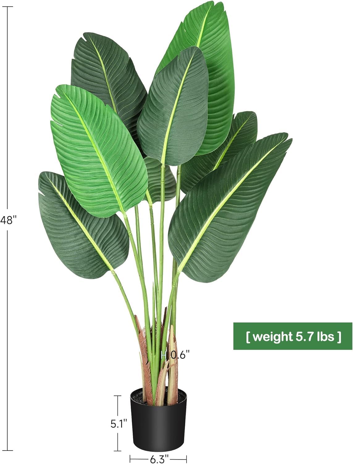 Hetoy 48 inchs Artificial Tree Bird of Paradise Artificial Plant with 8 Trunks Fake Tree - 4 Feet Faux Plants Fake Banana Tree Plant with Pot Artificial Trees for Home Decor Indoor Outdoor