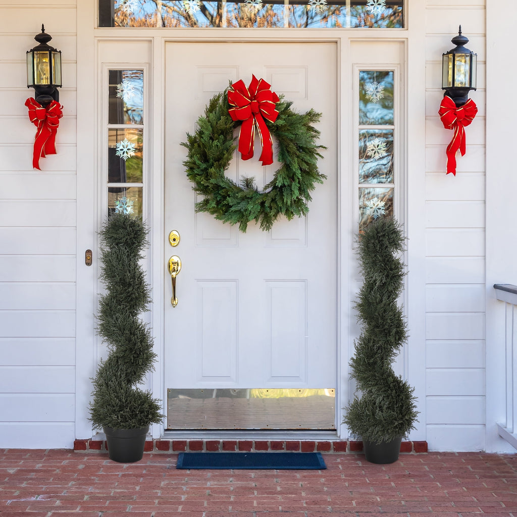 Outsunny 3FT Topiary Artificial Faux Cedar Tree Spiral Fake Plant, Pre-potted & Features High-Quality Detailed Look for Indoor or Outdoor