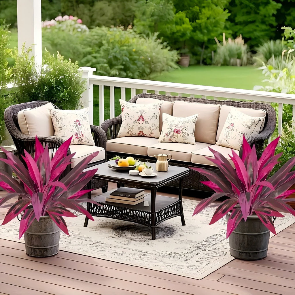 Boston Fern 2-Piece Set - Large Purple Artificial Plants for Courtyard Garden, Terrace, and Wedding Decorations, Versatile Use, No Flowerpot Included Decorative Fruit