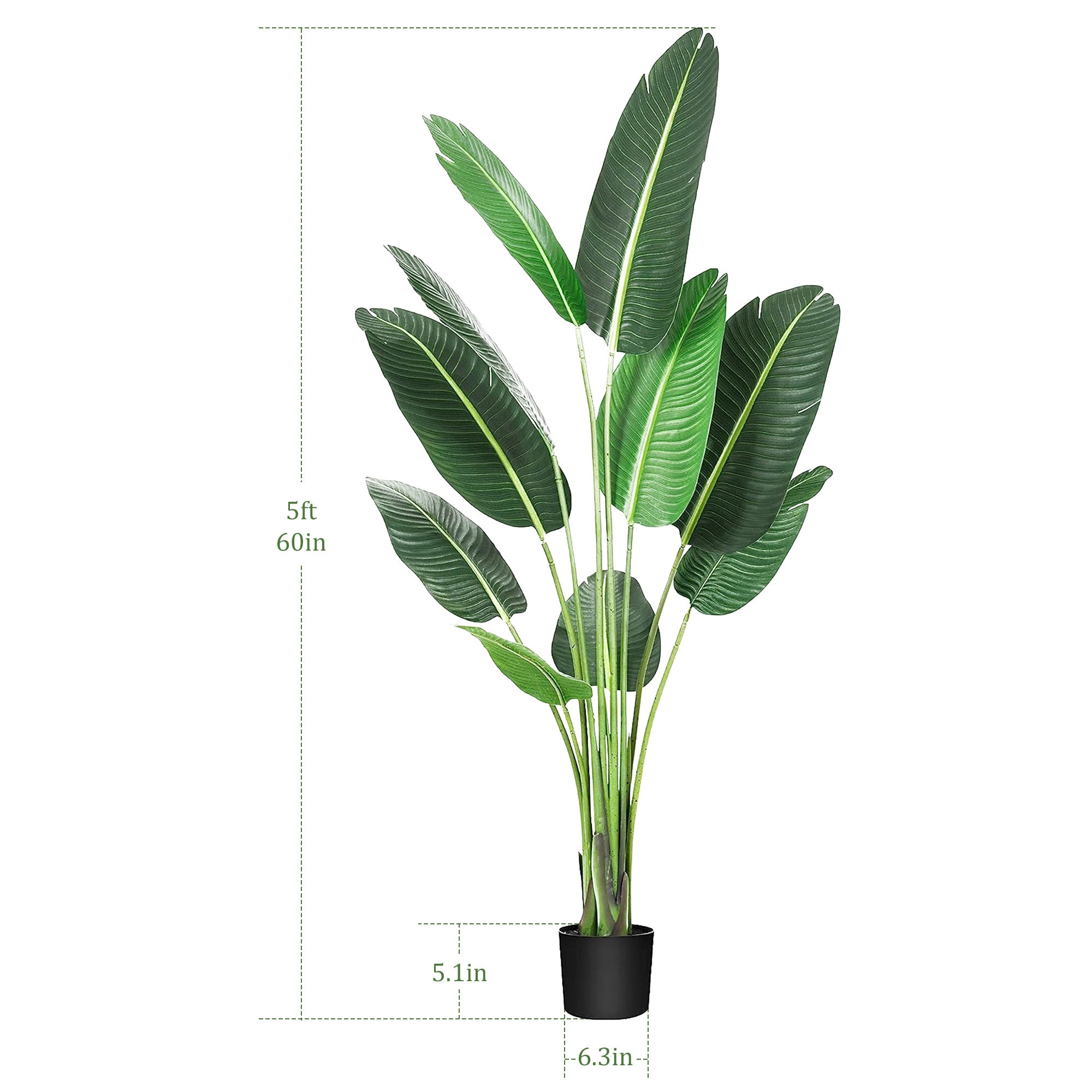 LINBONIO 5 Feet Bird of Paradise Artificial Plant, Artificial Plants Indoor, Fake Plant for Home Office Wedding Decor, Black Flowerpot