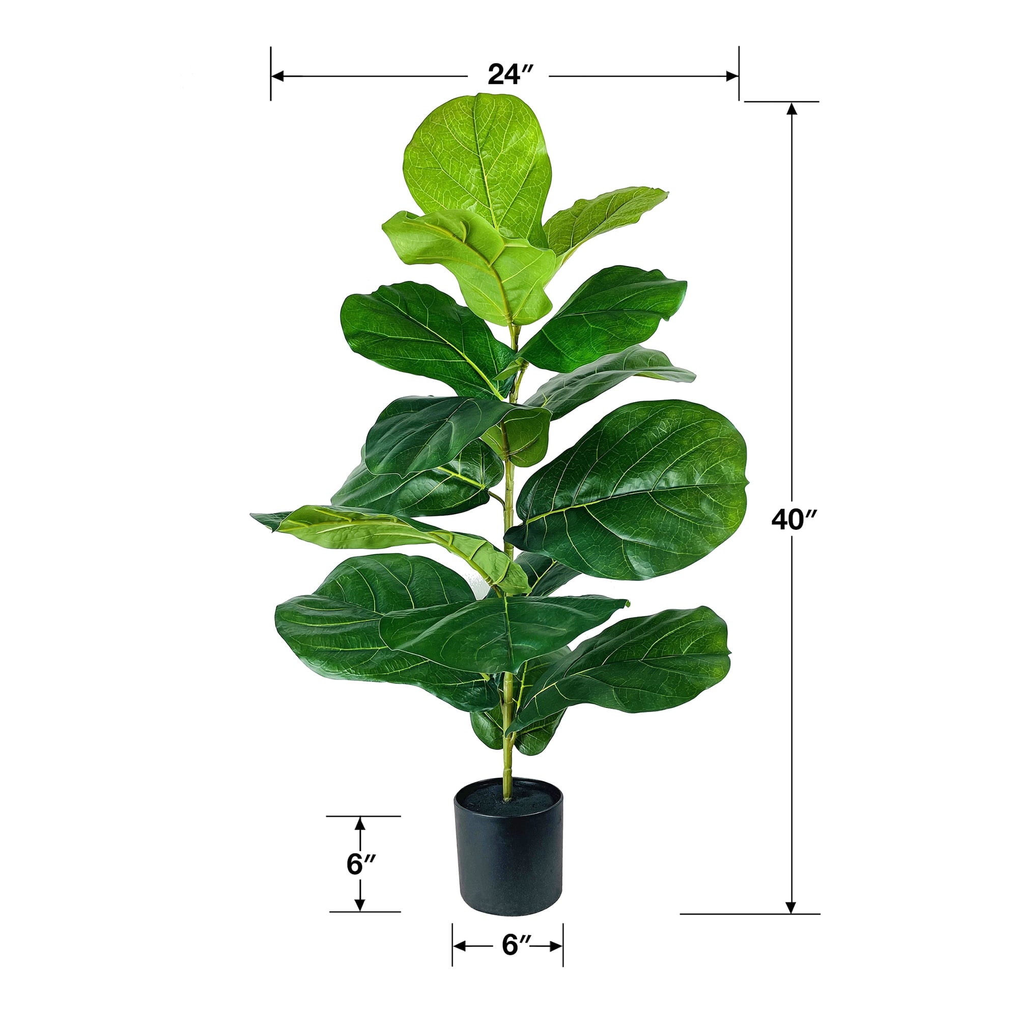 Mainstays Artificial Plant, Fiddle Leaf Fig Plant, 3.33 ft, Black Plastic Grower's Pot